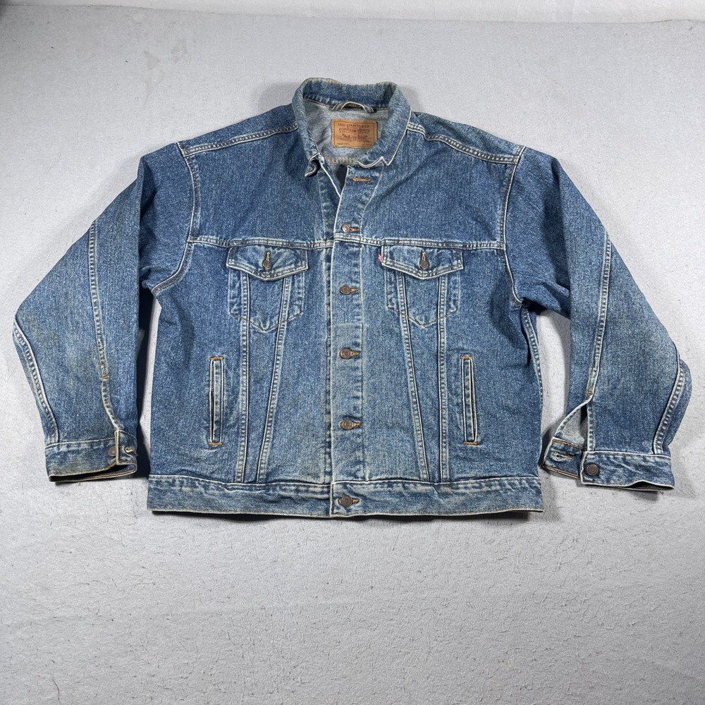 Vintage Levis Mens Denim Jean Jacket Blue‎ Stonewash Button Up XL 70507-4890 90s